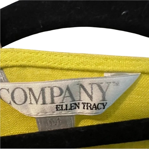COMPANY ELLEN TRACY Limeade Yellow, 100% Linen with Gold Zipper Blouse - Picture 3 of 4